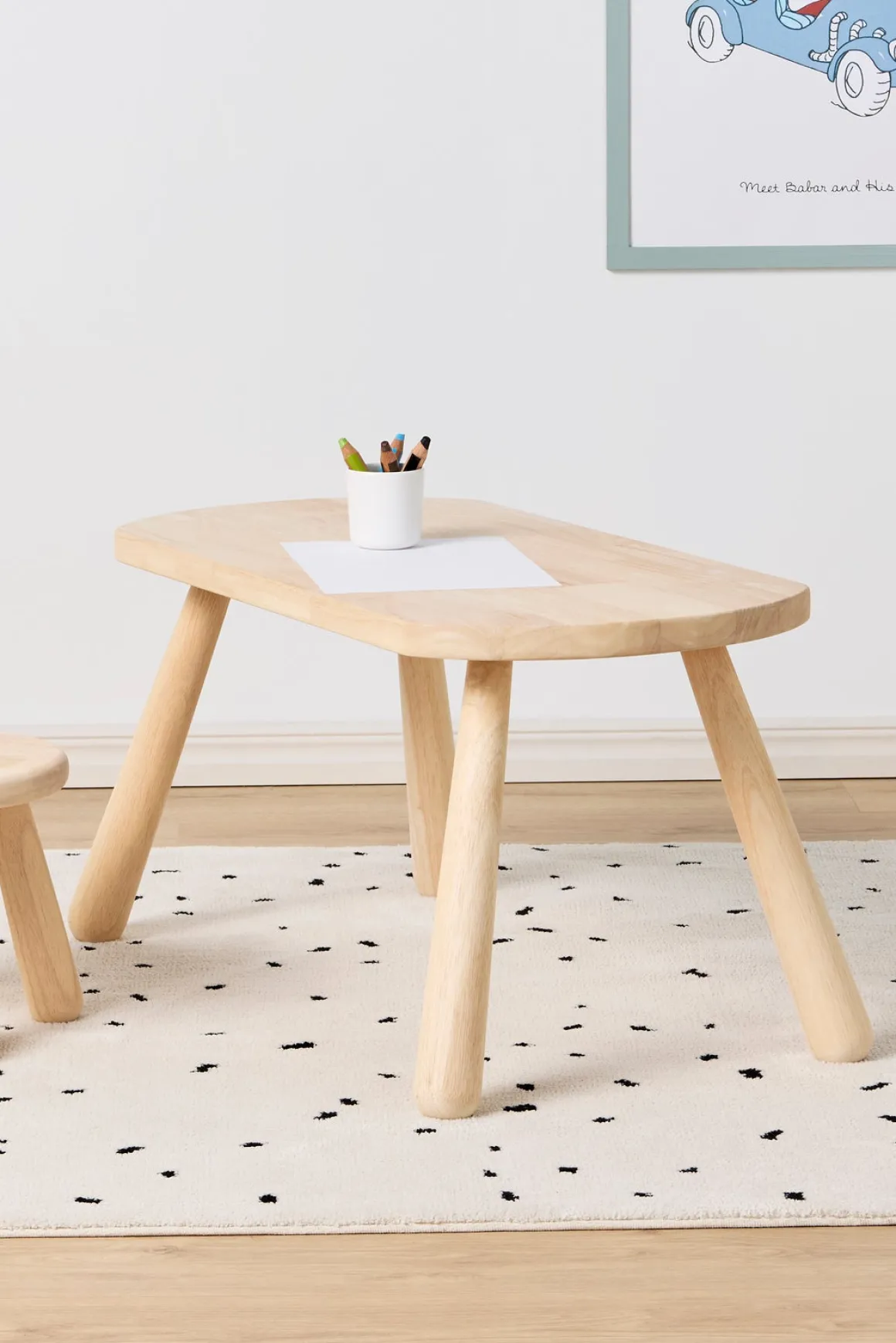 Minitude Minitude Nordic Skrivebord med Firkantet Skammel, Natur