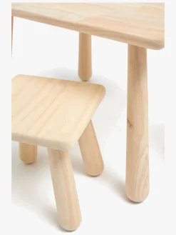 Minitude Nordic Rektangulært Bord & Firkantede Skamler, Natur