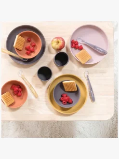 Nattou Soft Silicone Børneservice 4 dele, Sennep/Terracotta