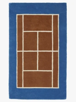 OYOY Tennis Gulvtæppe 88x150, Caramel/Optic Blue