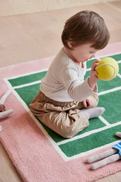 OYOY Tennis Gulvtæppe 88x150, Green/Rose