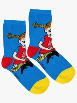 Pippi Langstrømpe Strømper 2-pak, Blå/Rød