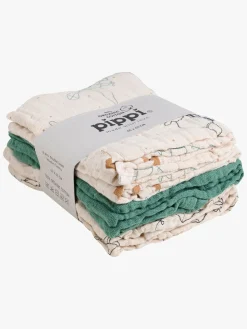 Pippi Tæpper/ Stofbleer i Musselin 6-Pak, Deep Lichen Green