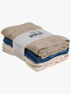 Pippi Tæpper/ Stofbleer i Musselin 6-Pak, China Blue