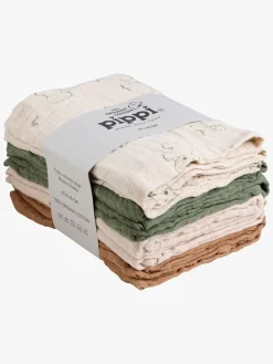 Pippi Tæpper/ Stofbleer i Musselin 8-Pak, Deep Lichen Green