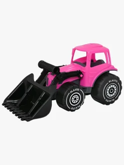 Plasto Traktor m. Frontlæsser, Lyserød/Sort