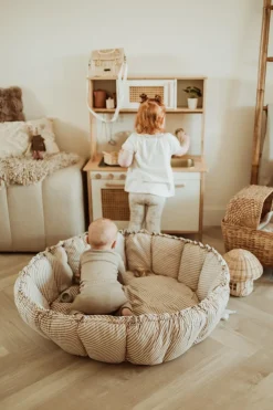 Play&Go Organic Bloom Legetæppe, Stripes Blue