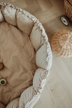 Play&Go Organic Bloom Legetæppe, Stripes Blue