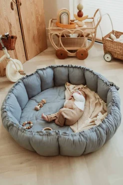 Play&Go Organic Bloom Legetæppe, Dusty Blue