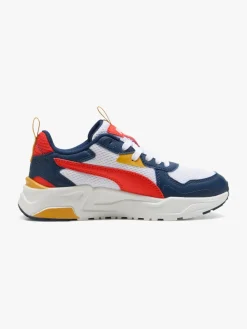 Puma Trinity Lite Jr Sneakers, White/Fierce Red/Persian Blue