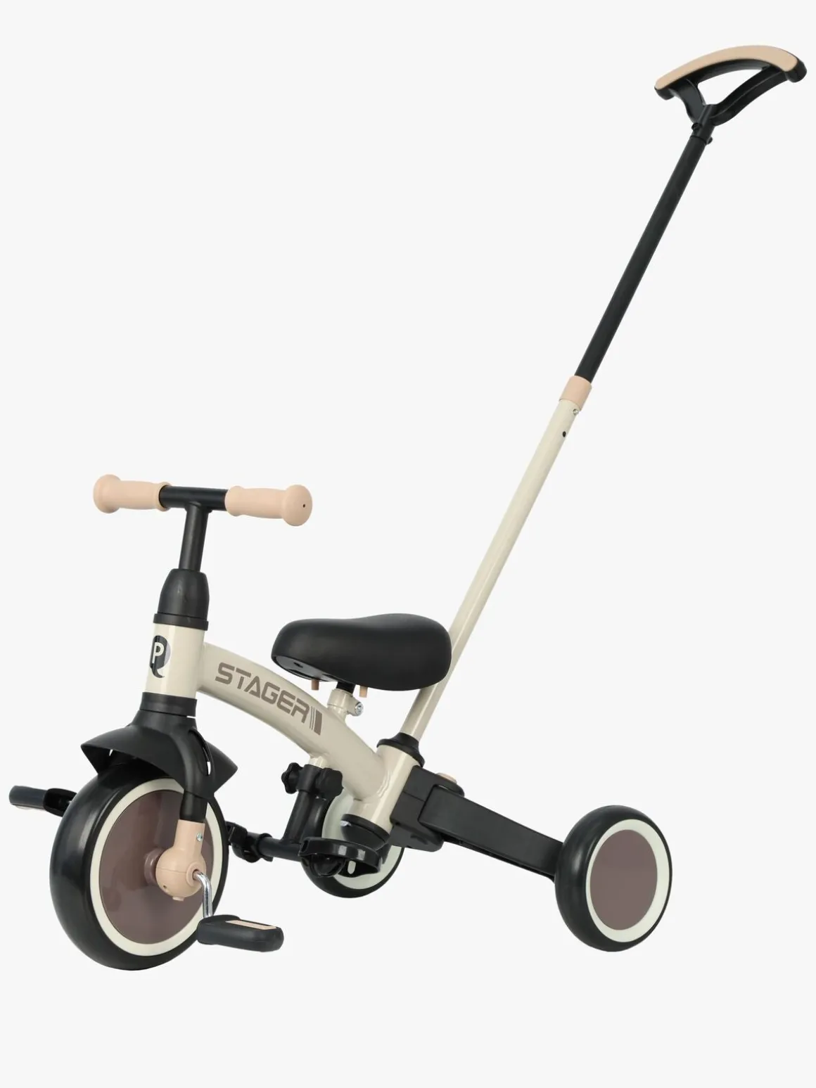 QPlay Stager 3-i-1 Transformerbar Trehjulet Cykel, Brun