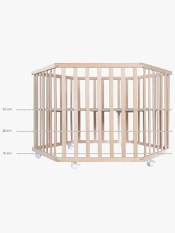 Roba Hexagon Kravlegård med Hjul, Beloved Bear Natural