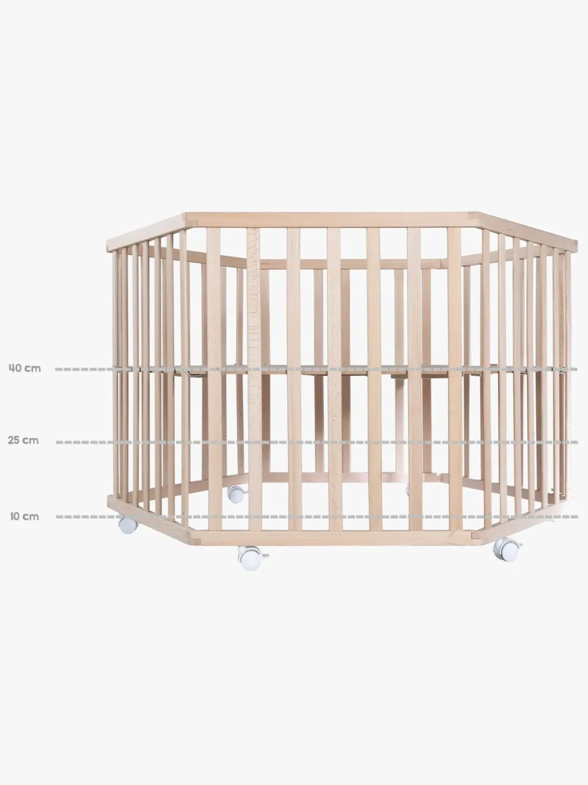 Roba Hexagon Kravlegård med Hjul, Beloved Bear Natural