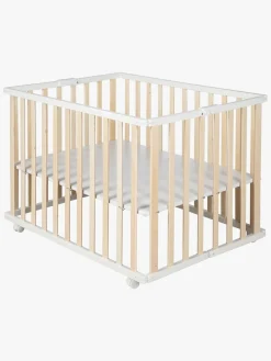 Roba Sammenklappelig Kravlegård med Hjul, Wood White