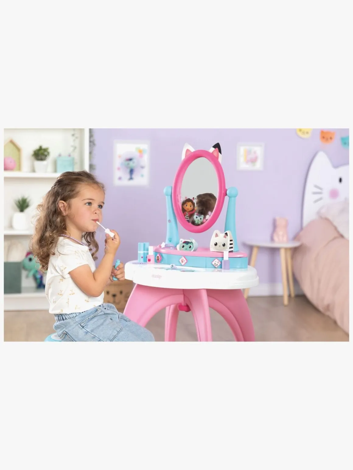 Smoby Gabby's Dollhouse 2-i-1 Sminkebord med Skammel