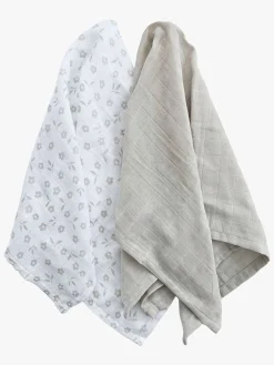 Summerville Organic Tæppe/ Stofble i Musselin 2-pak Øko, Petal/Silver Grey