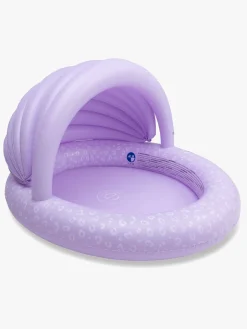 Swim Essentials Badebassin med Solbeskyttelse 100 cm, Lila Leopard