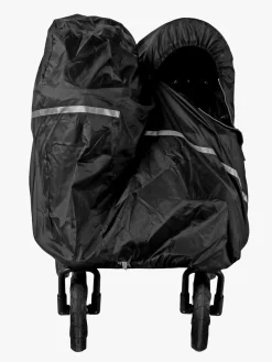 Tiny Travel Dobbelt Regnslag Søskendevogn, Sort