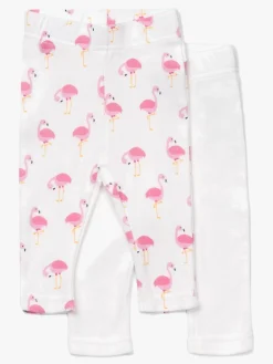 Tiny Treasure Lexi Leggings 2-pak, White/Flamingo