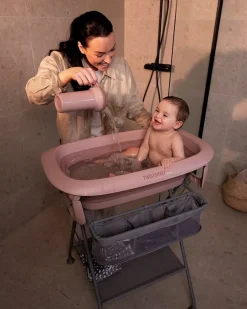 Twistshake Limited Edition Badekar inkl. Badestøtte & Skyllekande, Faded Pink