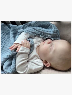 Vinter & Bloom Feather Tæppe/ Stofble i Musselin EKO, Dim Blue