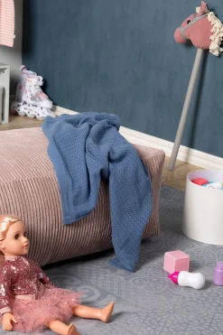 Vinter & Bloom Soft Grid Hæklet Babytæppe, Denim Blue