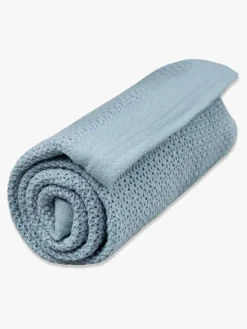 Vinter & Bloom Soft Grid Hæklet Babytæppe, Dim Blue