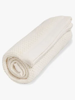 Vinter & Bloom Soft Grid Hæklet Babytæppe, Pearl White