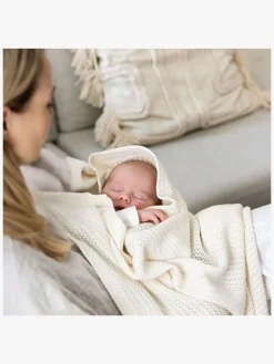 Vinter & Bloom Soft Grid Hæklet Babytæppe, Pearl White