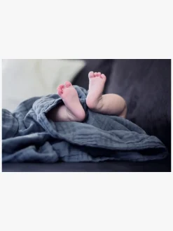 Vinter & Bloom Tæppe Layered Musselin EKO, Storm Blue