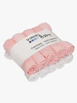 Virgel Vaskeklud Bambus 10-Pak, Lyserød/Hvid